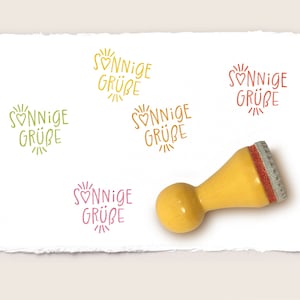 Stempel SONNIGE GRÜßE Ø 15 mm Ministempel