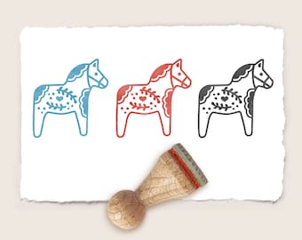 Mini rubber stamp DALA HORSE 02 Ø 15 mm