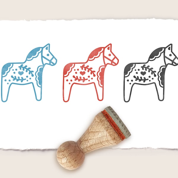 Mini rubber stamp DALA HORSE 02 Ø 15 mm