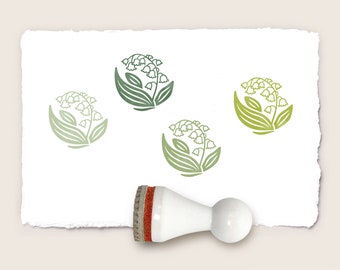 Mini rubber stamp LILY Of THE VALLEY Ø 15 mm / 0.59 inch