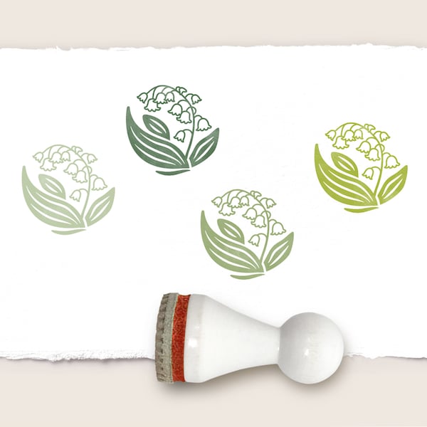 Mini rubber stamp LILY Of THE VALLEY Ø 15 mm / 0.59 inch