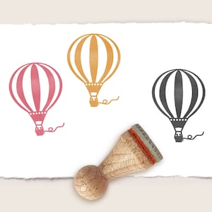 Mini rubberen stempel HETE LUCHTBALLON met strepen Ø 15 mm