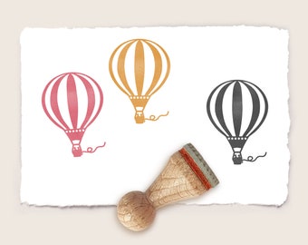 Mini rubber stamp HOT-AIR BALLOON with stripes Ø 15 mm / 0.59 inch