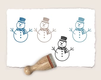 Mini rubber stamp SNOWMAN Ø 12 mm / 0.47 inch