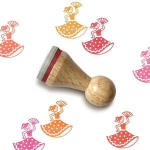 Mini timbro in gomma BALLERINA DI FLAMENCO Ø 15 mm / 0,59 pollici