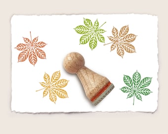 Mini rubber stamp CHESTNUT LEAF Ø 15 mm / 0.59 inch