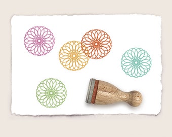 Mini rubber stamp SPIROGRAPH Ø 12 mm / 0.47 inches