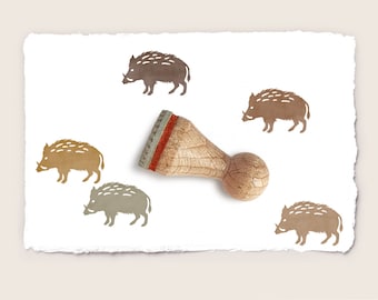 Mini rubber stamp WILD BOAR Ø 15 mm / 0.59 inches