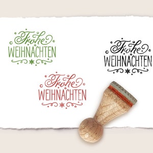 Ministempel Mini Stempel FROHE WEIHNACHTEN Ø 15 mm