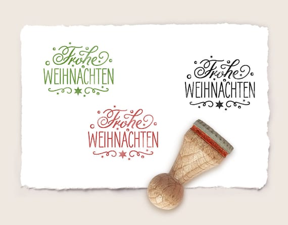 Mini rubber stamp FROHE WEIHNACHTEN Ø 15 mm
