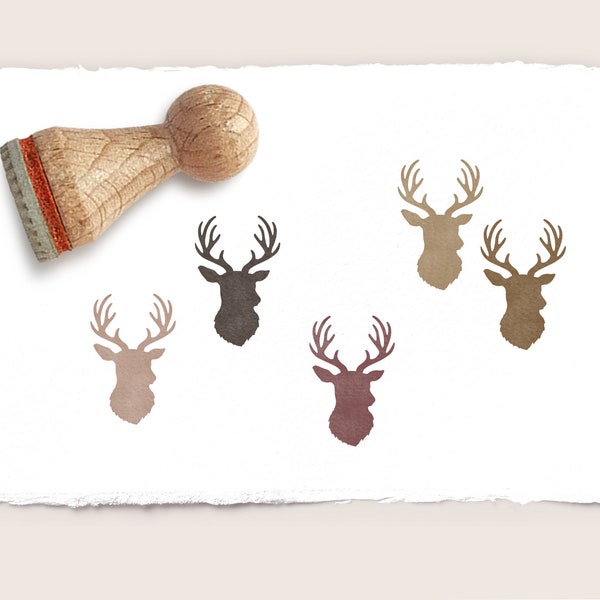 Mini rubber stamp STAG'S HEAD Ø 15 mm / 0.59 inch