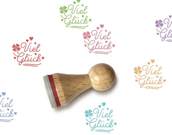 Mini rubber stamp VIEL GLÜCK Ø 15 mm / 0.59 inches