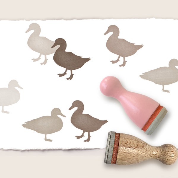 2 mini rubber stamps DUCKS Ø 12 mm / 0.47 inch / set of two