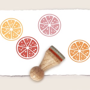 Mini rubber stamp ORANGE SLICE Ø 15 mm / 0.59 inch