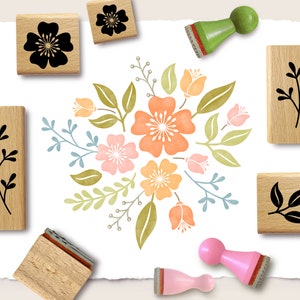 Conjunto de carimbos de borracha BUQUÊ DE FLORES / 11 desenhos florais