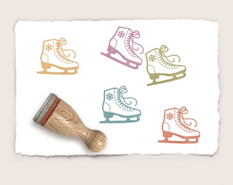 Mini rubber stamp ICE SKATE Ø 12 mm / 0.47 inch