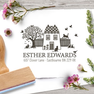 Personalized return address stamp COUNTRY HOME / 60 x 40 mm / 2.36 x 1.57 inches