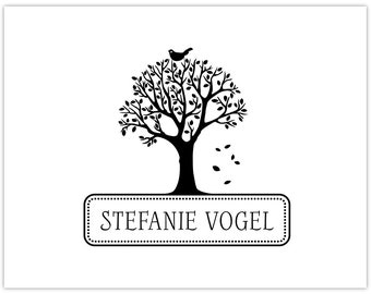 Personalized rubber stamp FOLIAGE TREE with name