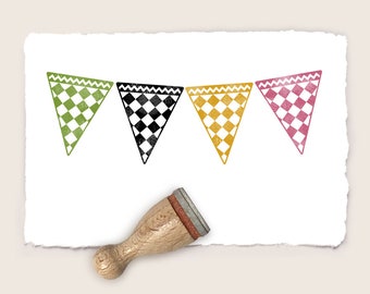 Mini rubber stamp CHECKERED PENNANT Ø 12 mm