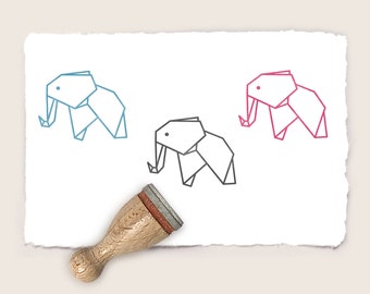 Mini rubber stamp ORIGAMI ELEPHANT Ø 12 mm  / 0.47 inch