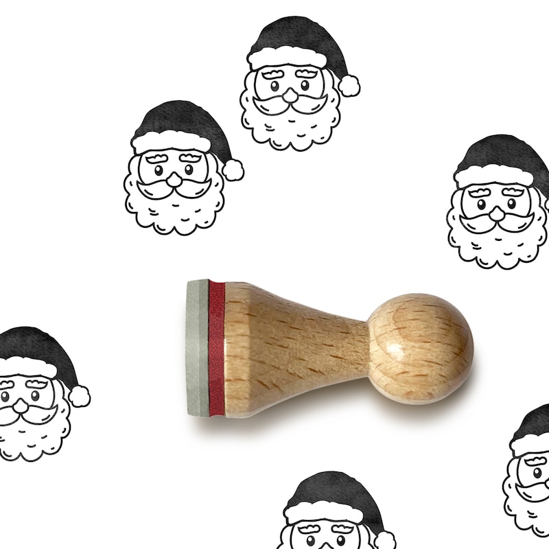 Timbro In Legno E Gomma Con Motivo Agrifoglio Natalizio - Per Biglietti, Regali, Scrapbooking, Artigianato