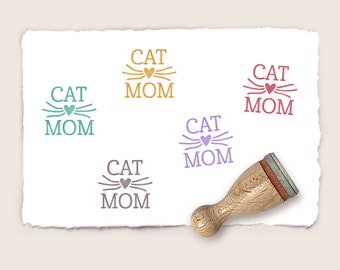 Mini rubber stamp CAT MOM Ø 12 mm / 0.47 inch