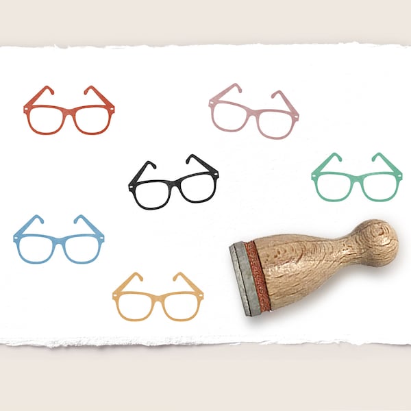 Mini rubber stamp EYEGLASSES Ø 12 mm / 0.47 inch