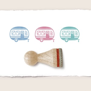 Mini rubber stamp CARAVAN Ø 15 mm / 0.59 inches