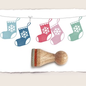 Mini rubber stamp CHRISTMAS STOCKING No. 3 Ø 15 mm / 0.59 inch