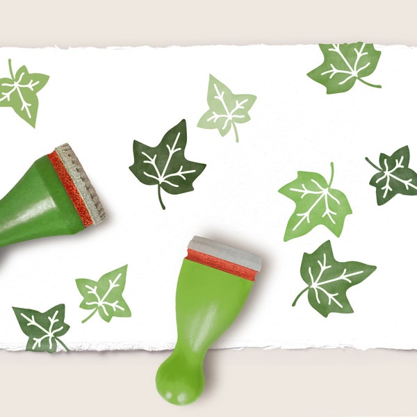 2 mini rubber stamps IVY LEAVES / set of two / Ø 12 + 15 mm / 0.47 + 0.59 inches