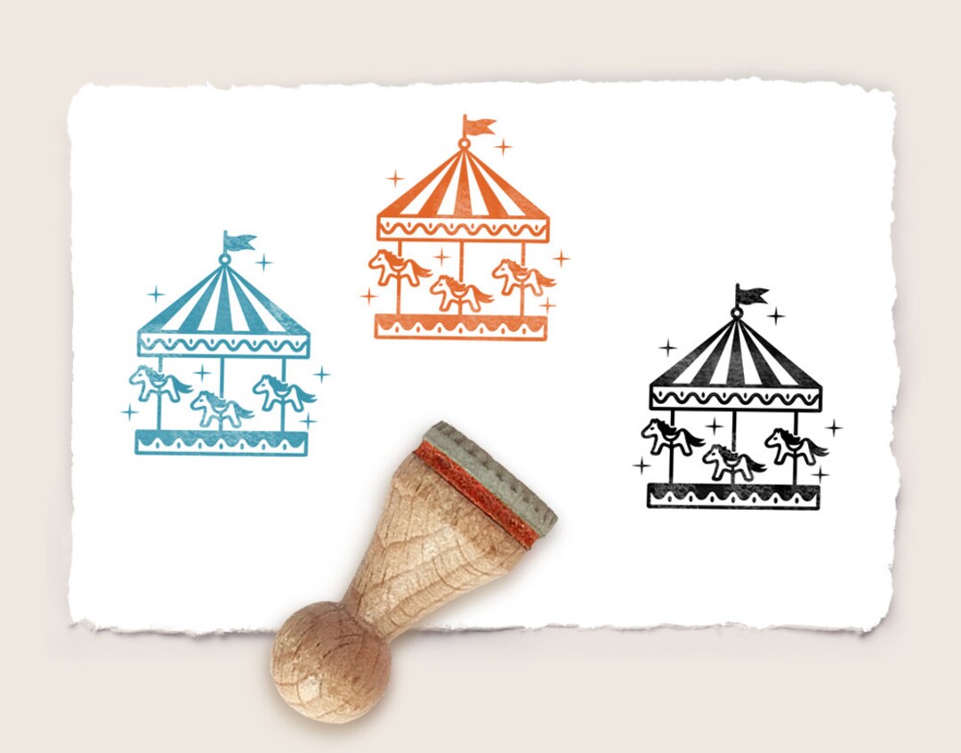 Mini Rubber Stamp CAROUSEL Ø 15 Mm Etsy