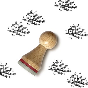 Ministempel TANNENZWEIG MIT KERZEN Ø 15 mm Stempel