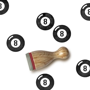 Mini rubber stamp BILLIARD BALL No. 8 Ø 12 mm / 0.47 inches