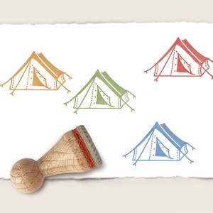 Mini rubberen stempel TENT 02 Ø 15 mm / 0,59 inch