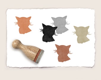 Mini rubber stamp CAT'S HEAD Ø 12 mm / 0.47 inch