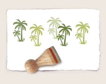 Mini rubber stamp PALM TREES Ø 15 mm / 0.59 inch