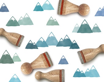 Mini rubber stamp set MOUNTAINS Ø 10 - 15 mm / 0.4 + 0.6 inches / set of 5 stamps