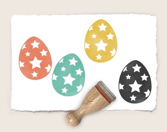 Mini rubber stamp EASTER EGG stars Ø 12 mm