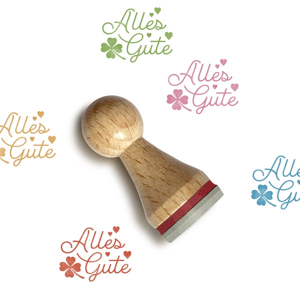 Mini rubber stamp ALLES GUTE Ø 15 mm / 0.59 inches