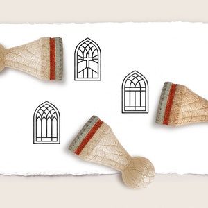 Mini rubber stamps CHURCH WINDOWS Ø 15 mm / 0.59 inches / Set of 3 stamps