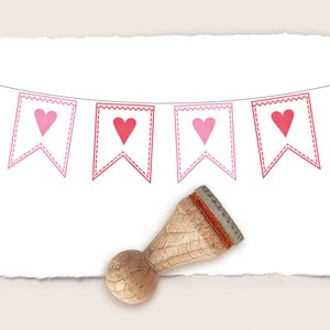 Mini rubber stamp HEART PENNANT FLAG Ø 15 mm / 0.59 inch