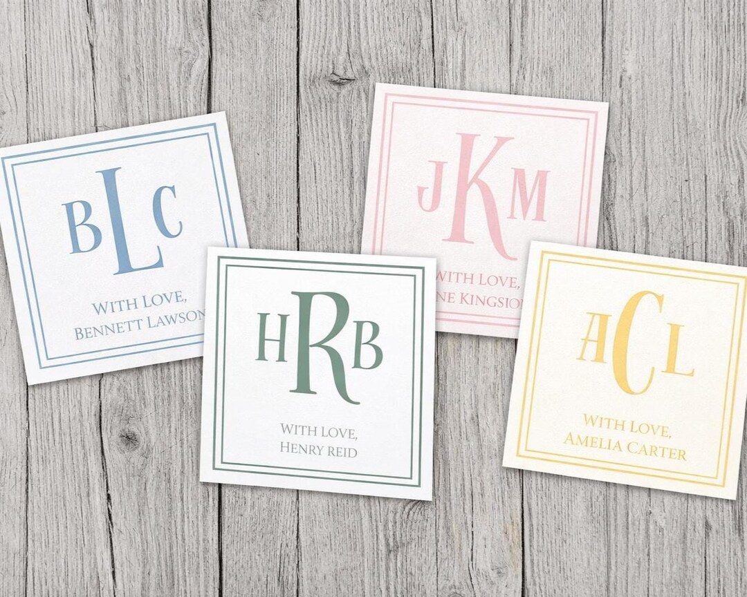 Monogram Tag Printable Monogram Gift Tags | Personalized 3x3 | Custom Initial Gift ...