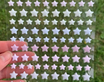 cute puffy star sticker sheet, kawaii clover puffy sticker sheet, soft puffy star sticker sheet, 3d puffy sticker sheet