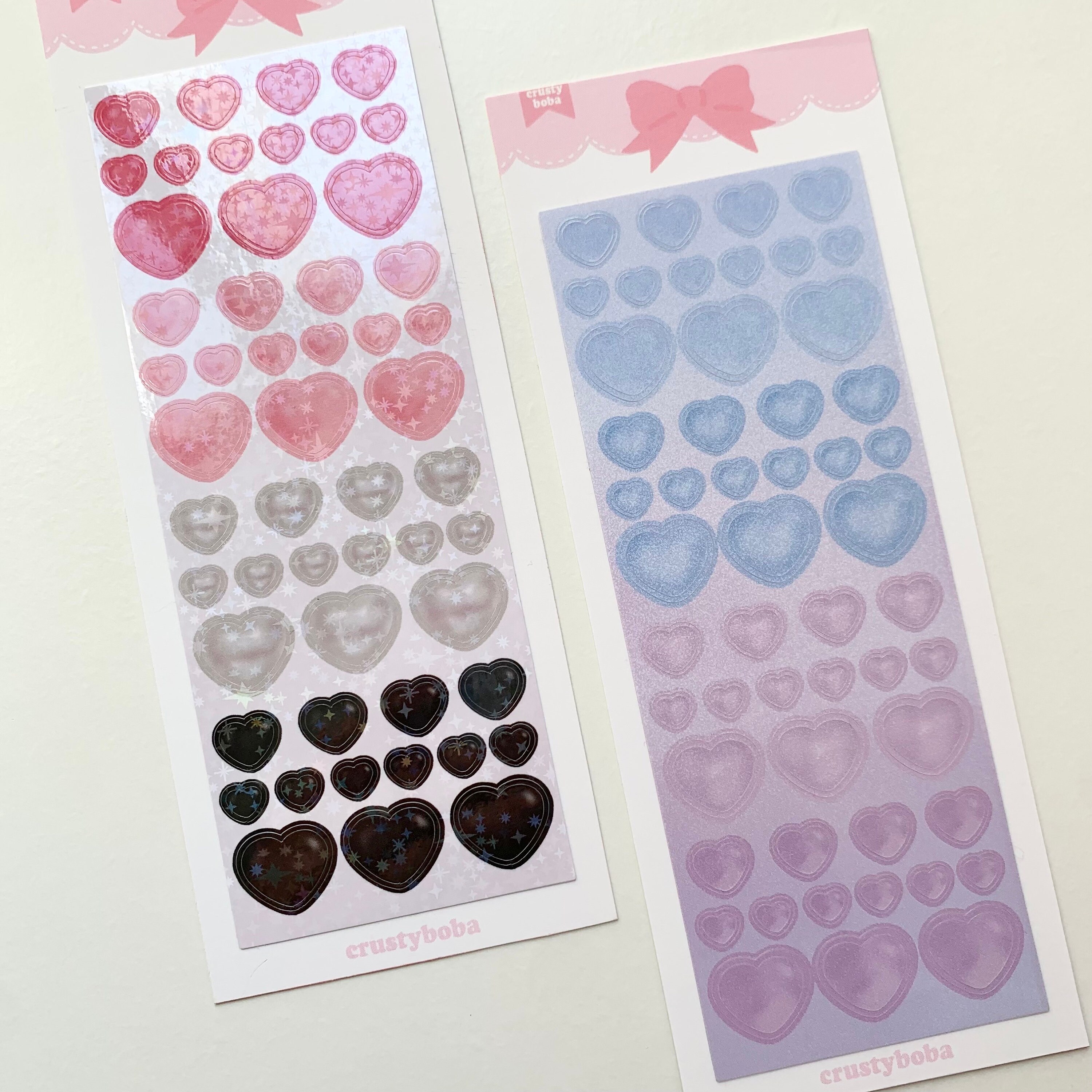 Glass Hearts Deco Sticker, Cute Illustration, Kpop Polco Stickers