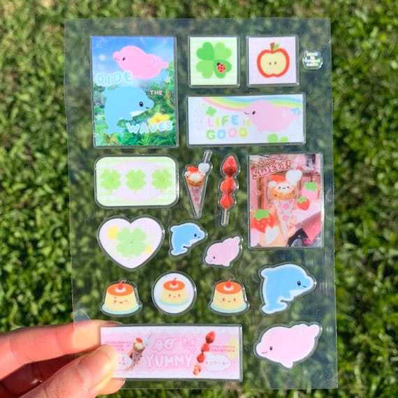 cute japanese retro sticker sheet, japanese heisei retro friends , kpop deco sticker sheet, polco deco, toploader deco, toploaders