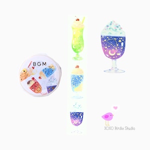 BGM Galaxy Washi Tape - Ice Cream Soda - Gold Foil - Cute, Fun, Unique - Stars, Moons, Constellations - Colorful - Japanese - Kawaii