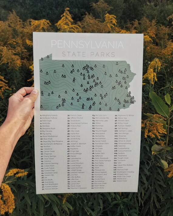 Pennsylvania State Park Map Topo Design PA State Park Etsy Belgi 