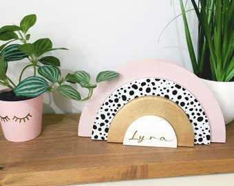 stacking rainbow, Dalmatian print accessories, pink bedroom decor, Dalmatian bedroom accessories, personalised rainbow