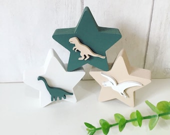 Dinosaur bedroom decor, wooden freestanding stars, dinosaur wooden accessories