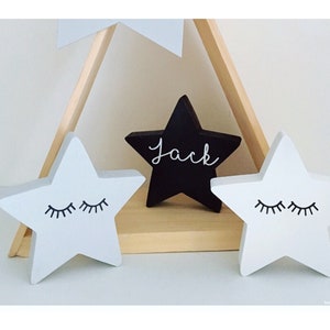 star shelf accessory, wooden star decoration, monochrome bedroom accessory, personalised birthday gift, star nursery decor, Christmas gift